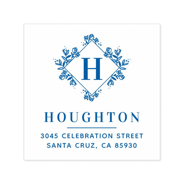 Tampon Auto-encreur Classic Botanical Monogramme Adresse de retour (Design)