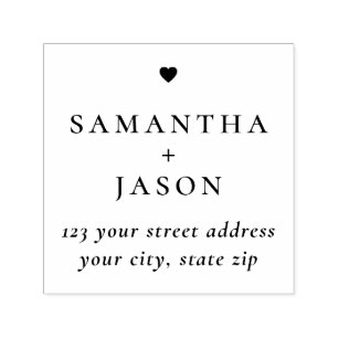 Tampon Auto-encreur Classic Chic Mariage Names & Heart Return Adresse