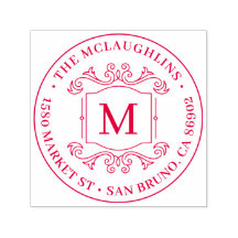 Classic Deco Monogramme Rond Adresse de retour