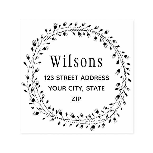 Tampon Auto-encreur Classic Laurel Wreath Nom de famille (Design)