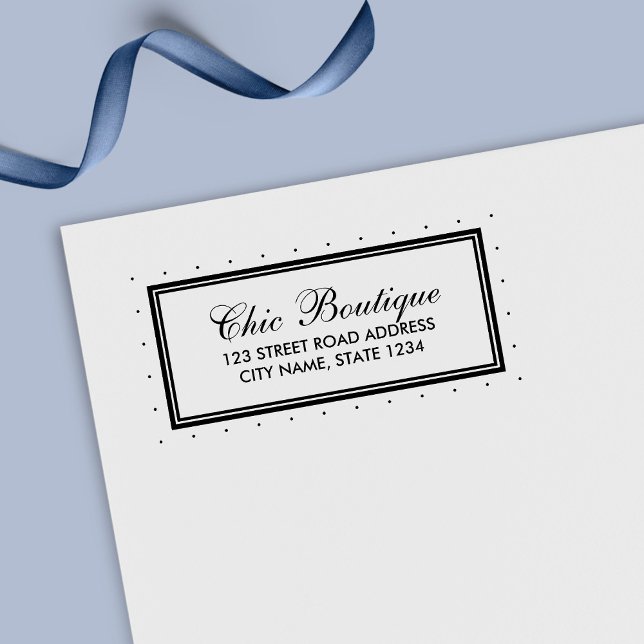 Tampon Auto-encreur Classic moderne frontière Polka Point Adresse d'af (Créateur téléchargé)