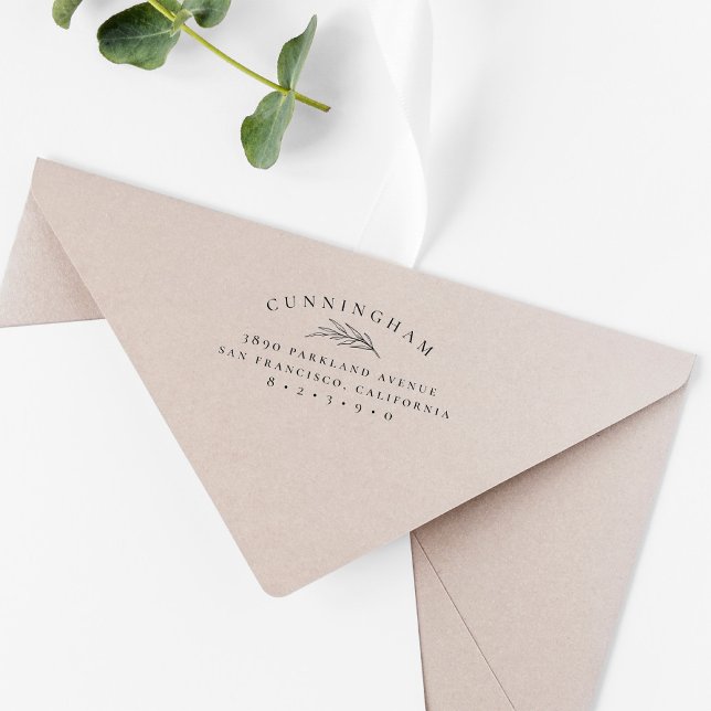 Tampon Auto-encreur Classy Botanical Branch Nom de famille Adresse de  (Créateur téléchargé)