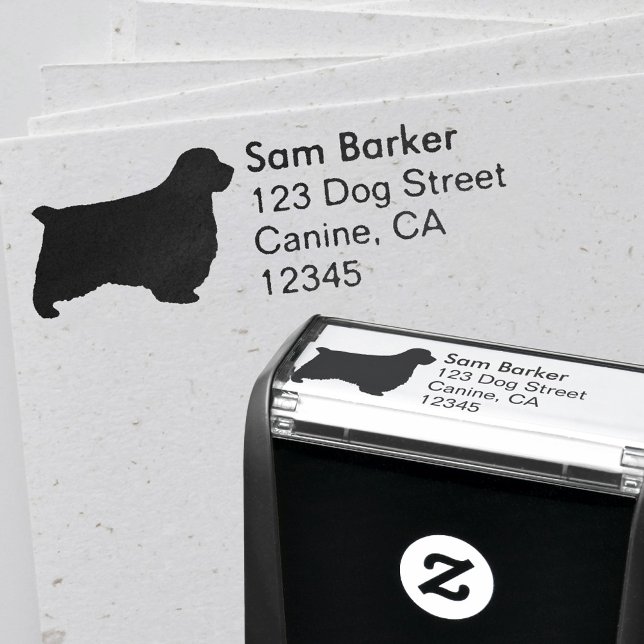 Tampon Auto-encreur Clumber Spaniel Silhouette Adresse de retour (Créateur téléchargé)