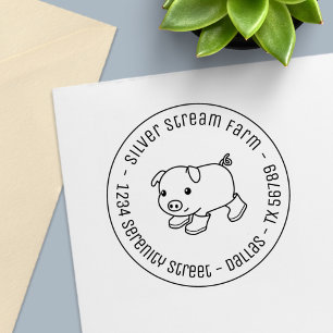 Tampon Auto-encreur Cochon de porc mignon en bottes en caoutchouc Adre
