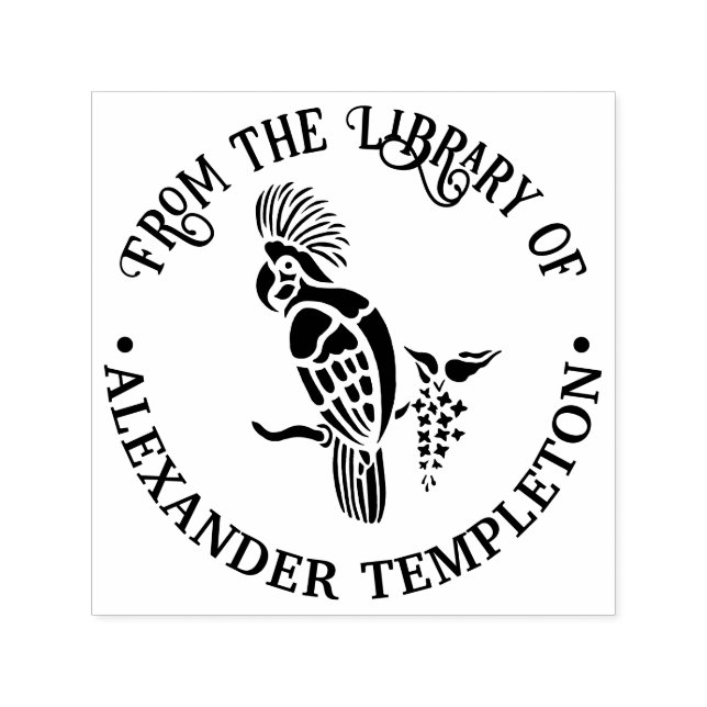 Tampon Auto-encreur Cockatoo Bird Silhouette Library Nom du livre (Design)