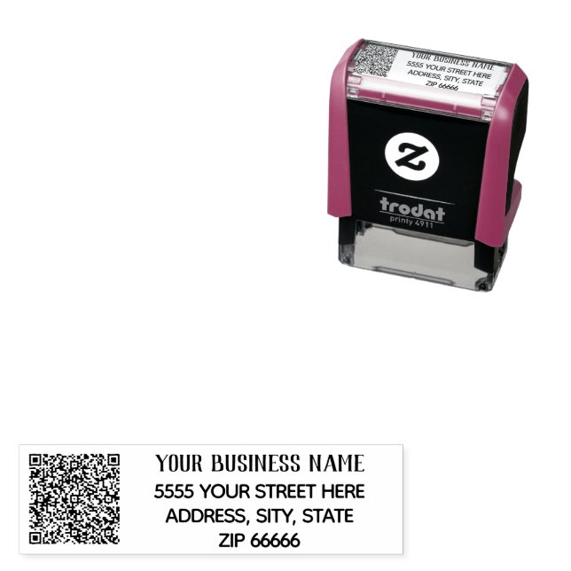 Tampon Auto-encreur Code QR personnalisé Nom commercial Adresse de ret (En situation)