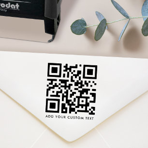 Tampon Auto-encreur Code QR Votre Texte Moderne Minimaliste Nettoyer