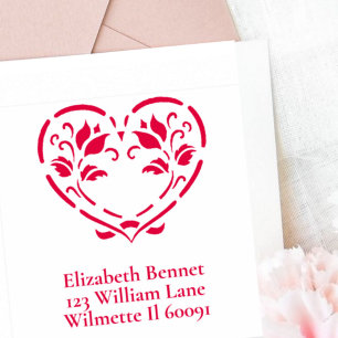 Tampon Auto-encreur Coeur floral folklorique