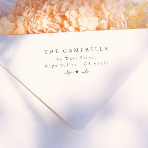 Tampon Auto-encreur Coeur simple et élégant Nom et adresse personnalis