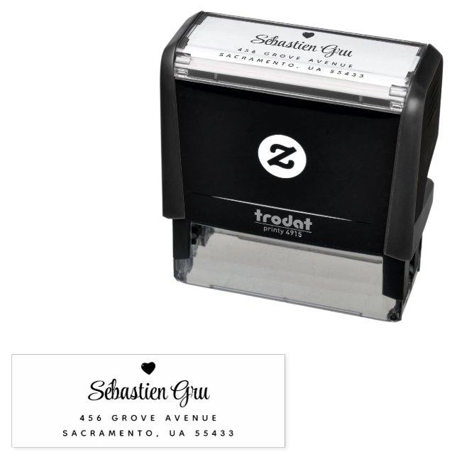 Tampon Auto-encreur Coeur simple | Mariage de nom (En situation)