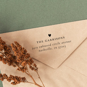 Tampon Auto-encreur Coeur simple   Nom de famille et adresse de retour