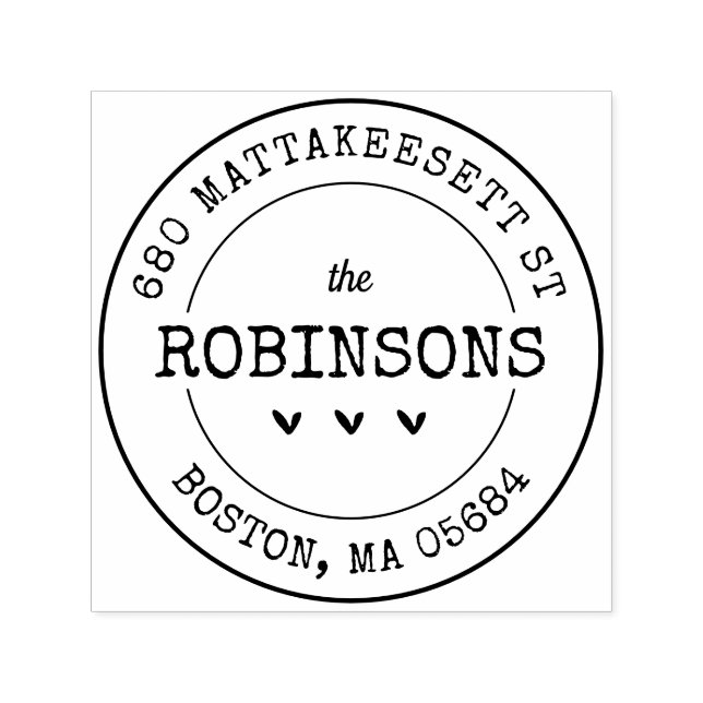 Tampon Auto-encreur Coeurs d'adresses personnalisés (Design)