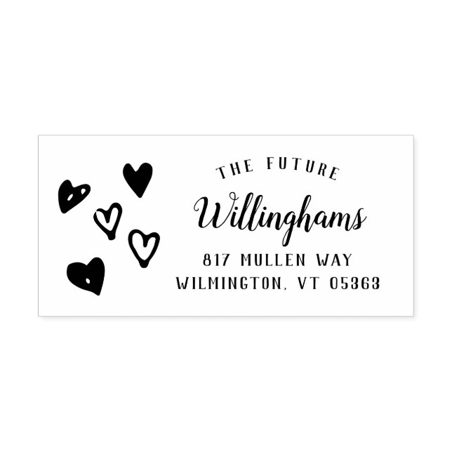 Tampon Auto-encreur Coeurs tirés à la main | MARIAGE (Design)