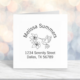 Tampon Auto-encreur Colibri près de Fleurs Adresse