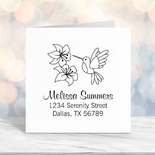 Tampon Auto-encreur Colibri près de Fleurs Adresse