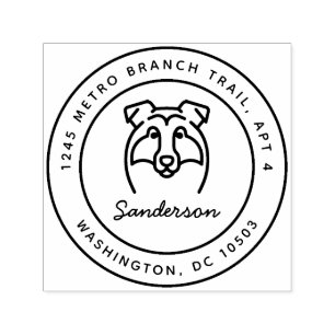 Tampon Auto-encreur Collie Dog Adresse de retour Timbre auto-allumage