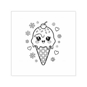Tampon Auto-encreur Coloriage cône de glace mignon kawaii