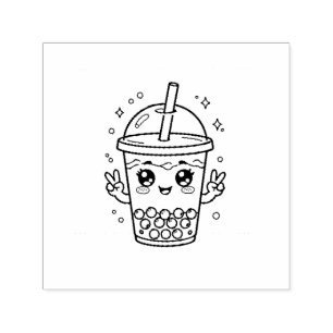 Tampon Auto-encreur Coloriage de thé boba kawaii