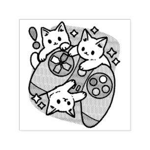 Tampon Auto-encreur Conception de gamer de chat - Purr sur Gamer Joyst