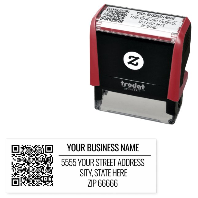 Tampon Auto-encreur Concevez votre propre adresse de code QR autocolla (En situation)