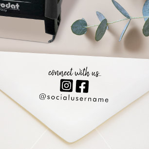 Tampon Auto-encreur Connectez-vous avec nous Instagram Facebook Social