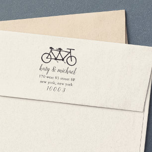 Tampon Auto-encreur Construit pour deux   Adresse de retour du vélo Ta