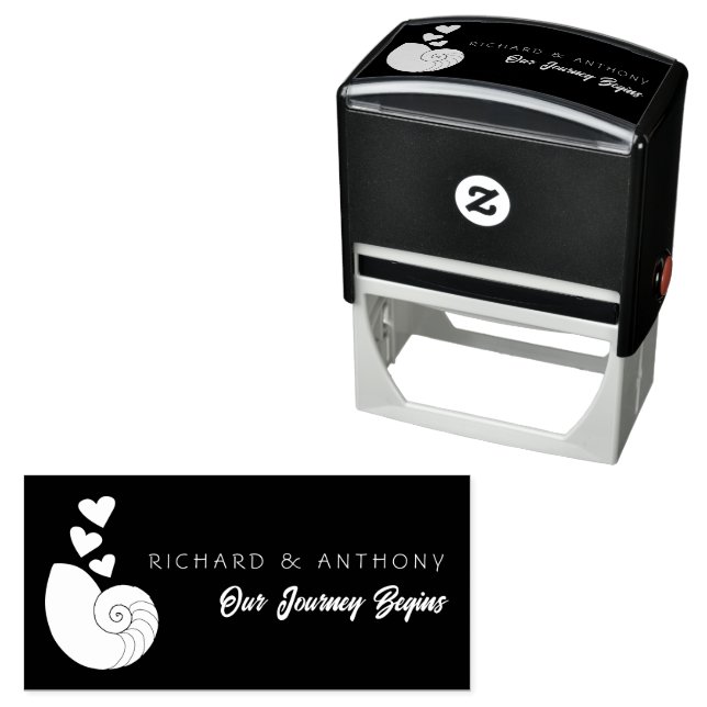 Tampon Auto-encreur Coquillage et coeurs (En situation)