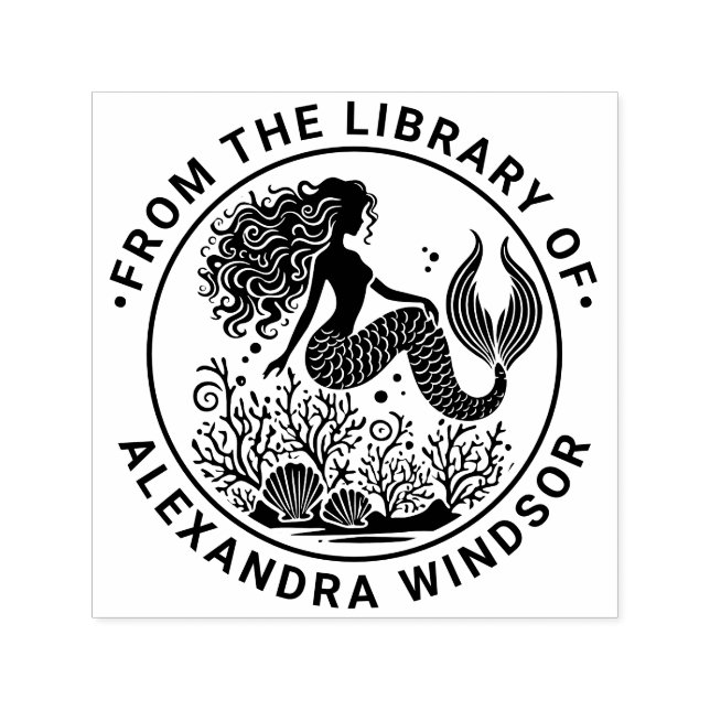 Tampon Auto-encreur Coquillages de sirène de soufre Bibliothèque de co (Design)