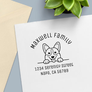 Tampon Auto-encreur Corgi Dog Pet Arch Adresse de famille