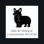 Tampon Auto-encreur Corgi Silhouette Minimaliste #4 Nom du livre de bi<br><div class="desc">Simple Elegant Welsh Corgi Silhouette Minimaliste "de la bibliothèque de" Nom du livre Conception ========== Cela peut être facilement changé pour dire "Ce livre appartient à",  "Ex Libris",  "Du bureau de",  "du bureau de" ou autre texte de votre choix.</div>