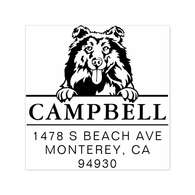 Tampon Auto-encreur Corte Collie Custom Dog Adresse Timbre (Design)