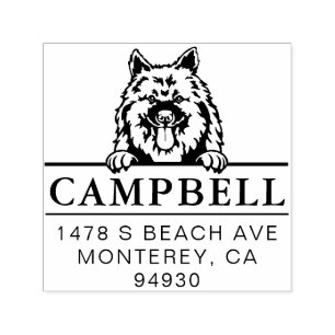 Tampon Auto-encreur Corte Keeshond'adresse de chien personnalisé Timbr