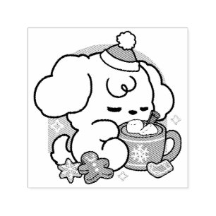 Tampon Auto-encreur Cosy Puppy Dreams - Chocolat chaud et Noël