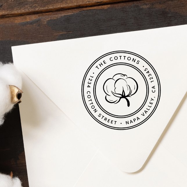 Tampon Auto-encreur Cotton Boll Icon Adresse de retour (Créateur téléchargé)