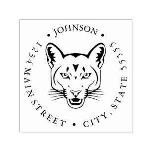 Tampon Auto-encreur Cougar Mountain Lion Puma Étiquette de retour