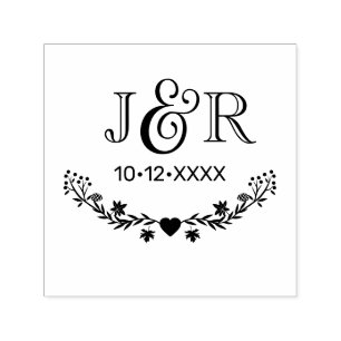 Tampon Auto-encreur Couple Ampersand Botanique 2 Initial Monogramme Da