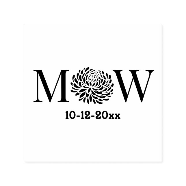 Tampon Auto-encreur Couple de chrysanthèmes Mariage 2 Initial Monogram (Design)