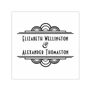 Tampon Auto-encreur Couple de mariage Art Déco Deux Noms #3