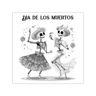 Tampon Auto-encreur Couple de squelettes dansants personnalisés Día de