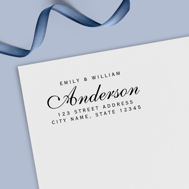 Tampon Auto-encreur Couple Élégant Personnalisé Nom de famille Adresse (Créateur téléchargé)