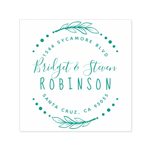 Tampon Auto-encreur Couple marié | Adresse de retour de script de la m (Design)