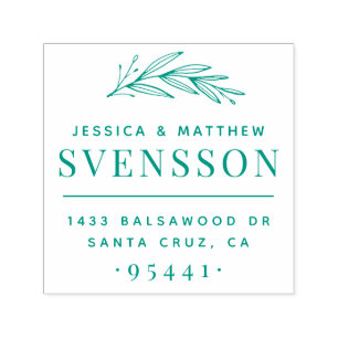 Tampon Auto-encreur Couple marié Nouvelle adresse & Branche tirée main