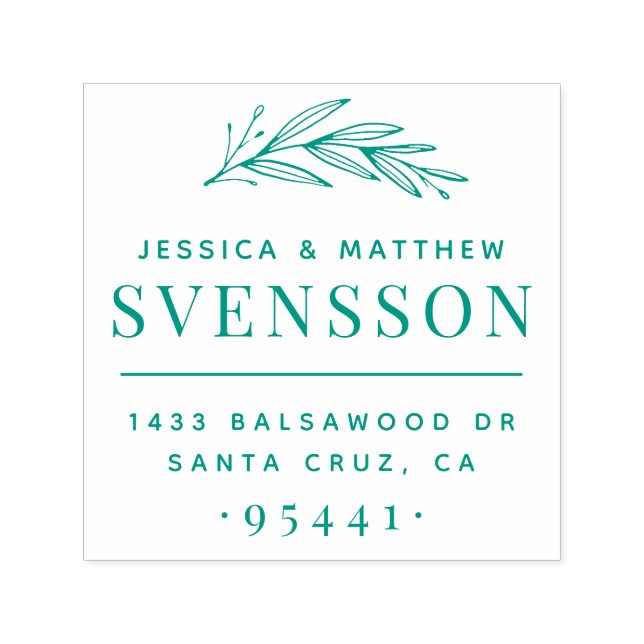 Tampon Auto-encreur Couple marié Nouvelle adresse & Branche tirée main (Design)