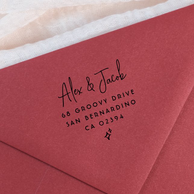 Tampon Auto-encreur Couples super Sparkle Noms et Adresse de retour (Return Address Rubber Stamp Mock-up)
