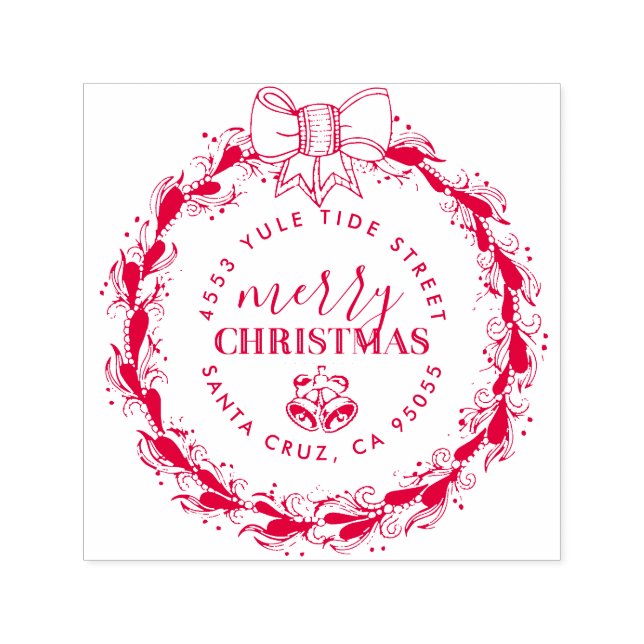 Tampon Auto-encreur Courbe de Noël personnalisée Adresse de retour (Design)