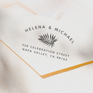 Tampon Auto-encreur Courbe Texte Couples Noms Palm Leaf Adresse de ret