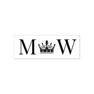 Tampon Auto-encreur Couronne #1 Couple Mariage 2 Monogramme Initial