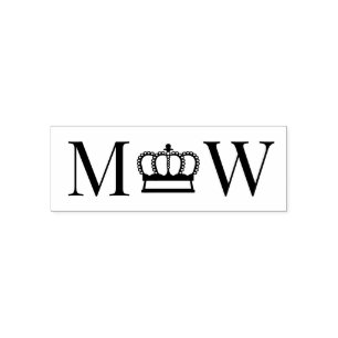 Tampon Auto-encreur Couronne #4 Couple Mariage 2 Monogramme Initial