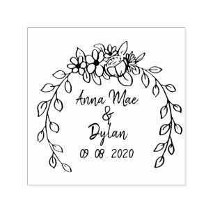 Tampon Auto-encreur Couronne de mariage Laurel Round