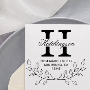 Tampon Auto-encreur Couronne simple à main Adresse de retour verte